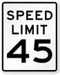 45 Speed Limit Road Traffic Sign