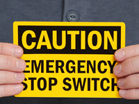 Caution Emergency Stop Switch Labels