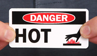 OSHA Danger Hot Laminated Vinyl Labels