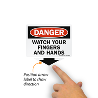 Caution: Keep fingers and hands clear - danger label