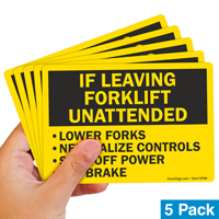 Forklift Control Safety Reminder Label
