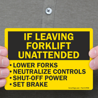 Caution Forklift Control Neutralization Safety Label