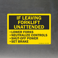 Forklift Control Safety Label
