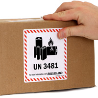 UN 3481 Lithium Battery Warning Label