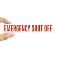 Emergency shut-off safety label