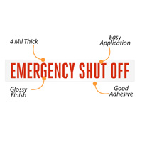 Safety label for emergency shut-off