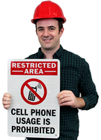 Cell Phone Usage Is Prohibited (with Graphic) Sign