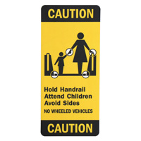 Escalator Safety Sign: Bare Feet Handrail Warning