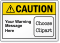 Custom ANSI Caution Label, Choose Clipart