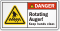 Rotating Auger Keep Hands Clear ANSI Danger Label